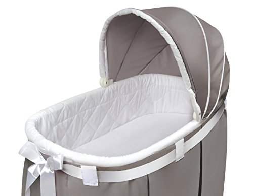 Wishes Oval Rocking Baby Bassinet with Bedding, Storage, and Pad