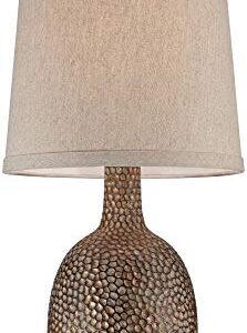 360 Lighting Chalane Rustic Farmhouse Accent Table Lamps 23 1/2" Tall Set of 2 Antique Bronze Hammered Textured Natural Linen Shade for Bedroom Living Room House Bedside Nightstand Office