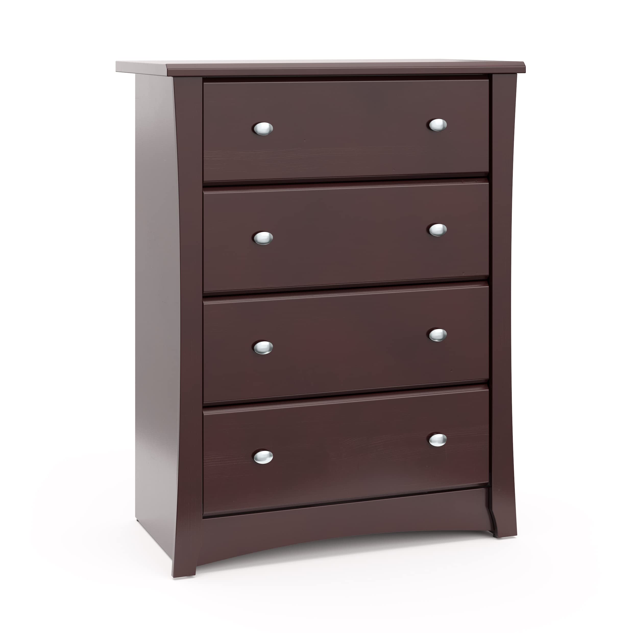 Storkcraft Crescent 4 Drawer Chest (Espresso) – GREENGUARD Gold Certified, Dresser For Nursery, 4 Drawer Dresser, Kids Dresser, Nursery Dresser Drawer Organizer, Chest of Drawers