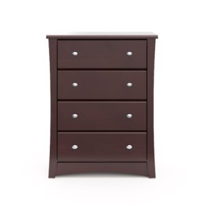 Storkcraft Crescent 4 Drawer Chest (Espresso) – GREENGUARD Gold Certified, Dresser For Nursery, 4 Drawer Dresser, Kids Dresser, Nursery Dresser Drawer Organizer, Chest of Drawers