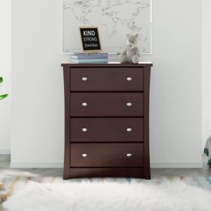 Storkcraft Crescent 4 Drawer Chest (Espresso) – GREENGUARD Gold Certified, Dresser For Nursery, 4 Drawer Dresser, Kids Dresser, Nursery Dresser Drawer Organizer, Chest of Drawers