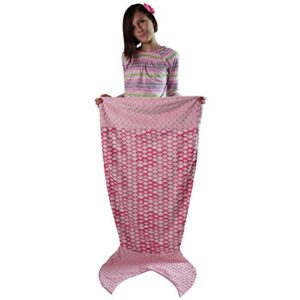 snuggle stuffs girls scales minky dot velboa mermaid tail blanket (infant - 24", pink)