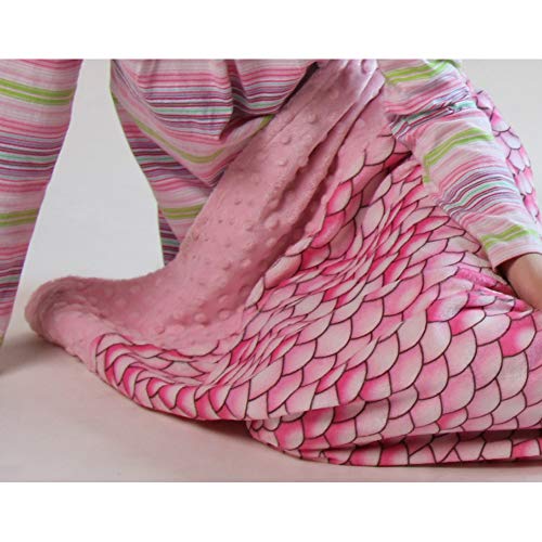 Snuggle Stuffs Girls Scales Minky Dot Velboa Mermaid Tail Blanket (Infant - 24", Pink)