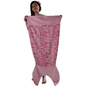 Snuggle Stuffs Girls Scales Minky Dot Velboa Mermaid Tail Blanket (Infant - 24", Pink)