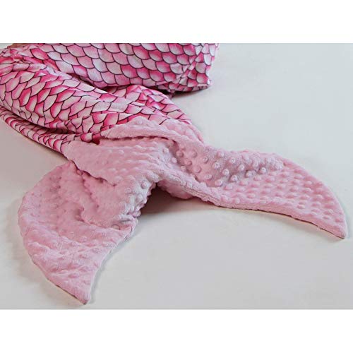 Snuggle Stuffs Girls Scales Minky Dot Velboa Mermaid Tail Blanket (Infant - 24", Pink)