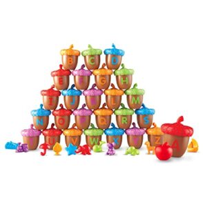learning resources alphabet acorns activity set, develops letter recognition, educational toys for toddlers, homeschool, visual & tactile learning toy, 78 pieces, ages 3+