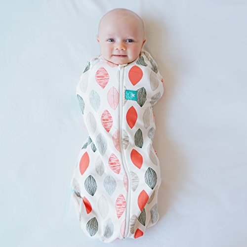 ergoPouch 0.2 tog Baby Sleep Sack 3-6 Months - Baby Sleeping Sack for Warm & Cozy Nights - Cocoon Swaddle Sack Baby Keeps Calm & Relaxed - Baby Sleeping Bag Regulate Body Temperature (Blush Leaf)