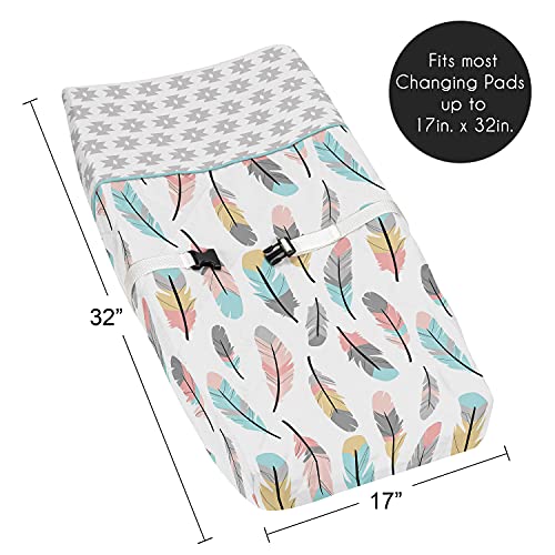 Feather Collection Girls Baby Changing Pad Cover