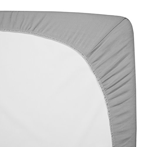 American Baby Company 100% Natural Cotton Value Jersey Knit Fitted Portable/Mini-Crib Sheet, Gray, Soft Breathable, for Boys and Girls, Pack of 2