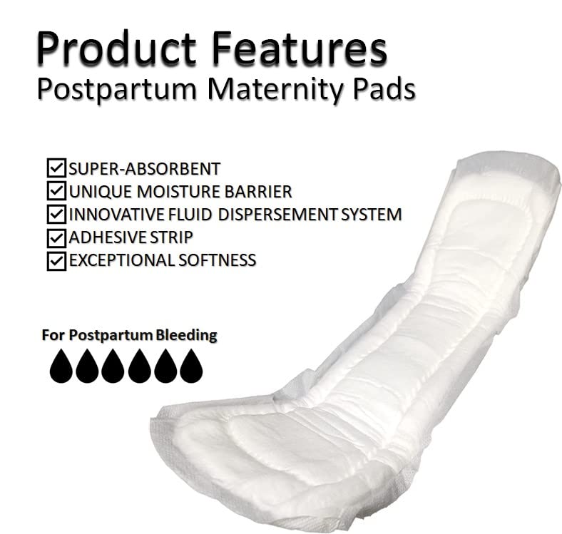 Postpartum, Bladder Control & Incontinence Pads for Women, [Pack of 28] – Long, Large Maximum Absorbency Heavy Flow Pads - Soft Disposable Post Birth Pads for New Moms- Vakly Postpartum Guide (2 Pack)