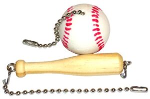 baseball & bat ceiling fan pull set by wooden androyd studio - nursery kid's room decor, gift for coaches or kids.