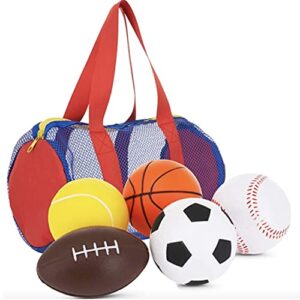 balls for kids, toddler sports toys - set of 5 foam sports balls + free bag - perfect for small hands to grab - ball toys for toddlers 1-3, foam balls for kids - baby soccer ball, baby sports balls