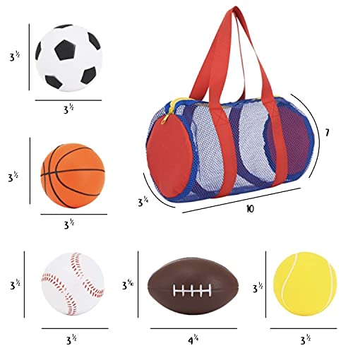 Balls for Kids, Toddler Sports Toys - Set of 5 Foam Sports Balls + FREE Bag - Perfect for Small Hands to grab - Ball Toys for Toddlers 1-3, Foam Balls for Kids - Baby Soccer Ball, Baby Sports Balls