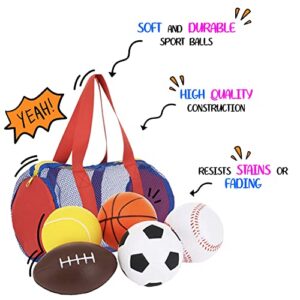 Balls for Kids, Toddler Sports Toys - Set of 5 Foam Sports Balls + FREE Bag - Perfect for Small Hands to grab - Ball Toys for Toddlers 1-3, Foam Balls for Kids - Baby Soccer Ball, Baby Sports Balls