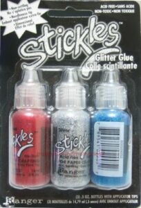 stickles americana glitter glue bundle of 3 colors | christmas red, silver, and true blue | craft glitter glues