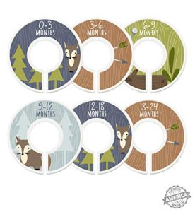 modish labels baby clothes size dividers, baby closet organizers, size dividers, baby closet organizers, closet dividers, clothes organizer, boy, woodland, boho, scandinavian, nursery, fox (baby)