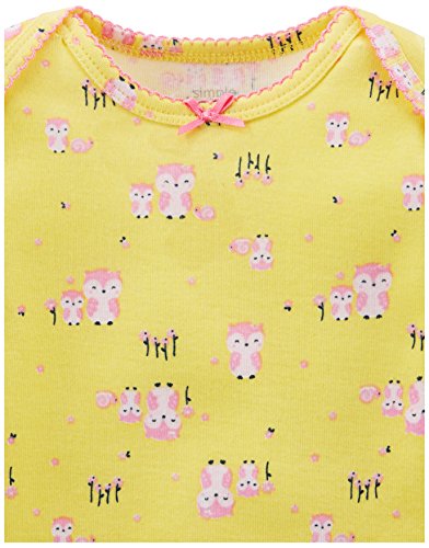 Simple Joys by Carter's Baby Girls' Long-Sleeve Bodysuit, Pack of 5, Yellow/Pink/Grey, Floral, 3-6 Months