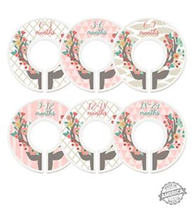 modish labels baby clothes size dividers, baby closet organizers, size dividers, baby closet organizers, closet dividers, clothes organizer, nursery, girl, woodland, deer, boho, flowers, tan (baby)