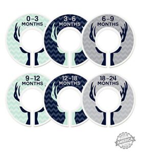 modish labels baby clothes size dividers, baby closet organizers, size dividers, baby closet organizers, closet dividers, clothes organizer, nursery, boy, woodland, deer, navy, mint, gray (baby)