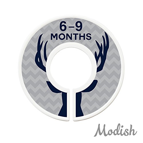 Modish Labels Baby Clothes Size Dividers, Baby Closet Organizers, Size Dividers, Baby Closet Organizers, Closet Dividers, Clothes Organizer, Nursery, Boy, Woodland, Deer, Navy, Mint, Gray (Baby)