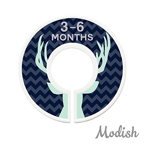 Modish Labels Baby Clothes Size Dividers, Baby Closet Organizers, Size Dividers, Baby Closet Organizers, Closet Dividers, Clothes Organizer, Nursery, Boy, Woodland, Deer, Navy, Mint, Gray (Baby)