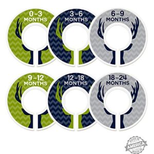 Modish Labels Baby Clothes Size Dividers, Baby Closet Organizers, Size Dividers, Baby Closet Organizers, Closet Dividers, Clothes Organizer, Nursery, Boy, Woodland, Deer, Navy, Green, Gray (Baby)