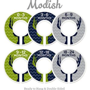 Modish Labels Baby Clothes Size Dividers, Baby Closet Organizers, Size Dividers, Baby Closet Organizers, Closet Dividers, Clothes Organizer, Nursery, Boy, Woodland, Deer, Navy, Green, Gray (Baby)