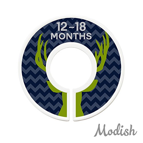 Modish Labels Baby Clothes Size Dividers, Baby Closet Organizers, Size Dividers, Baby Closet Organizers, Closet Dividers, Clothes Organizer, Nursery, Boy, Woodland, Deer, Navy, Green, Gray (Baby)