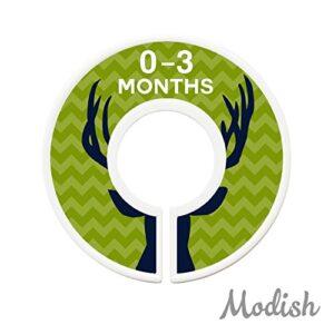 Modish Labels Baby Clothes Size Dividers, Baby Closet Organizers, Size Dividers, Baby Closet Organizers, Closet Dividers, Clothes Organizer, Nursery, Boy, Woodland, Deer, Navy, Green, Gray (Baby)