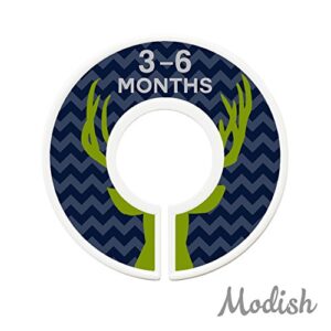 Modish Labels Baby Clothes Size Dividers, Baby Closet Organizers, Size Dividers, Baby Closet Organizers, Closet Dividers, Clothes Organizer, Nursery, Boy, Woodland, Deer, Navy, Green, Gray (Baby)