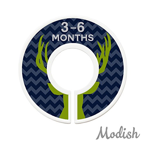 Modish Labels Baby Clothes Size Dividers, Baby Closet Organizers, Size Dividers, Baby Closet Organizers, Closet Dividers, Clothes Organizer, Nursery, Boy, Woodland, Deer, Navy, Green, Gray (Baby)