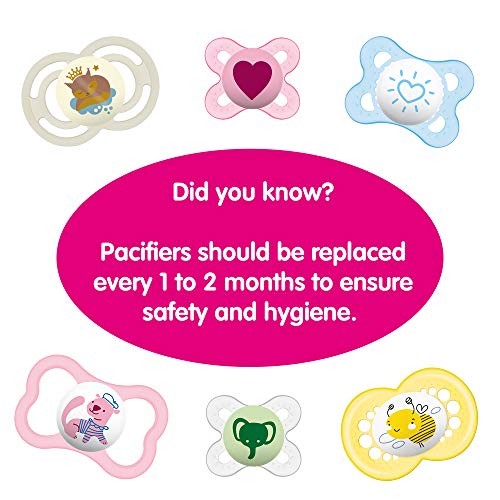 MAM Original Baby Pacifier, Nipple Shape Helps Promote Healthy Oral Development, Sterilizer Case, Animal/Girl, 16+ (Pack of 2)