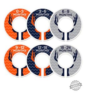 modish labels baby clothes size dividers, baby closet organizers, size dividers, baby closet organizers, closet dividers, clothes organizer, nursery, boy, woodland, deer, navy, orange, gray (baby)
