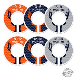 Modish Labels Baby Clothes Size Dividers, Baby Closet Organizers, Size Dividers, Baby Closet Organizers, Closet Dividers, Clothes Organizer, Nursery, Boy, Woodland, Deer, Navy, Orange, Gray (Baby)