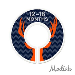 Modish Labels Baby Clothes Size Dividers, Baby Closet Organizers, Size Dividers, Baby Closet Organizers, Closet Dividers, Clothes Organizer, Nursery, Boy, Woodland, Deer, Navy, Orange, Gray (Baby)