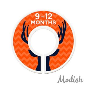 Modish Labels Baby Clothes Size Dividers, Baby Closet Organizers, Size Dividers, Baby Closet Organizers, Closet Dividers, Clothes Organizer, Nursery, Boy, Woodland, Deer, Navy, Orange, Gray (Baby)