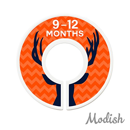 Modish Labels Baby Clothes Size Dividers, Baby Closet Organizers, Size Dividers, Baby Closet Organizers, Closet Dividers, Clothes Organizer, Nursery, Boy, Woodland, Deer, Navy, Orange, Gray (Baby)