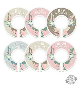 modish labels baby clothes size dividers, baby closet organizers, size dividers, baby closet organizers, closet dividers, clothes organizer, girl, woodland, deer, boho, flowers, floral antlers (baby)