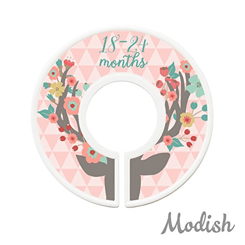Modish Labels Baby Clothes Size Dividers, Baby Closet Organizers, Size Dividers, Baby Closet Organizers, Closet Dividers, Clothes Organizer, Girl, Woodland, Deer, Boho, Flowers, Pink, Mint (Baby)