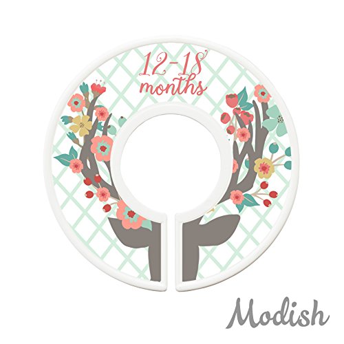 Modish Labels Baby Clothes Size Dividers, Baby Closet Organizers, Size Dividers, Baby Closet Organizers, Closet Dividers, Clothes Organizer, Girl, Woodland, Deer, Boho, Flowers, Pink, Mint (Baby)