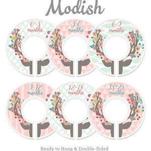 Modish Labels Baby Clothes Size Dividers, Baby Closet Organizers, Size Dividers, Baby Closet Organizers, Closet Dividers, Clothes Organizer, Girl, Woodland, Deer, Boho, Flowers, Pink, Mint (Baby)