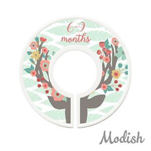 Modish Labels Baby Clothes Size Dividers, Baby Closet Organizers, Size Dividers, Baby Closet Organizers, Closet Dividers, Clothes Organizer, Girl, Woodland, Deer, Boho, Flowers, Pink, Mint (Baby)