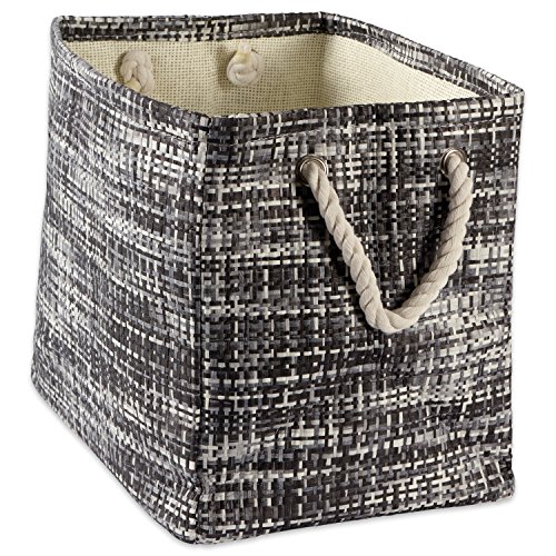 DII Woven Paper Storage Bin, Tweed, Black, Large