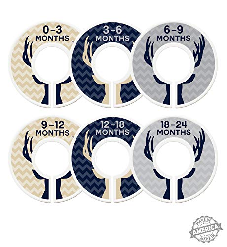 Modish Labels Baby Clothes Size Dividers, Baby Closet Organizers, Size Dividers, Baby Closet Organizers, Closet Dividers, Clothes Organizer, Nursery, Boy, Woodland, Deer, Navy, Tan, Gray (Baby)