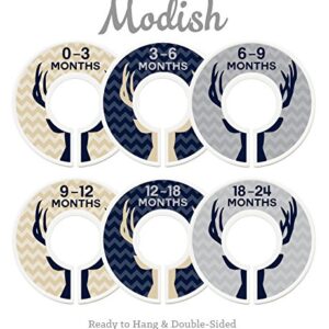 Modish Labels Baby Clothes Size Dividers, Baby Closet Organizers, Size Dividers, Baby Closet Organizers, Closet Dividers, Clothes Organizer, Nursery, Boy, Woodland, Deer, Navy, Tan, Gray (Baby)