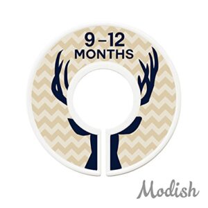 Modish Labels Baby Clothes Size Dividers, Baby Closet Organizers, Size Dividers, Baby Closet Organizers, Closet Dividers, Clothes Organizer, Nursery, Boy, Woodland, Deer, Navy, Tan, Gray (Baby)