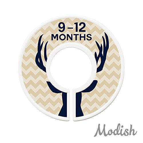 Modish Labels Baby Clothes Size Dividers, Baby Closet Organizers, Size Dividers, Baby Closet Organizers, Closet Dividers, Clothes Organizer, Nursery, Boy, Woodland, Deer, Navy, Tan, Gray (Baby)