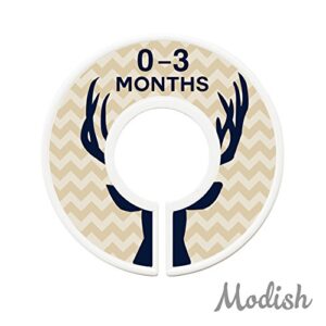 Modish Labels Baby Clothes Size Dividers, Baby Closet Organizers, Size Dividers, Baby Closet Organizers, Closet Dividers, Clothes Organizer, Nursery, Boy, Woodland, Deer, Navy, Tan, Gray (Baby)