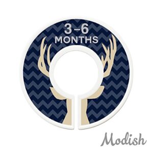 Modish Labels Baby Clothes Size Dividers, Baby Closet Organizers, Size Dividers, Baby Closet Organizers, Closet Dividers, Clothes Organizer, Nursery, Boy, Woodland, Deer, Navy, Tan, Gray (Baby)