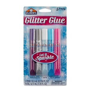 elmer's washable glitter glue, frosty colors, 5 sticks, great for making slime